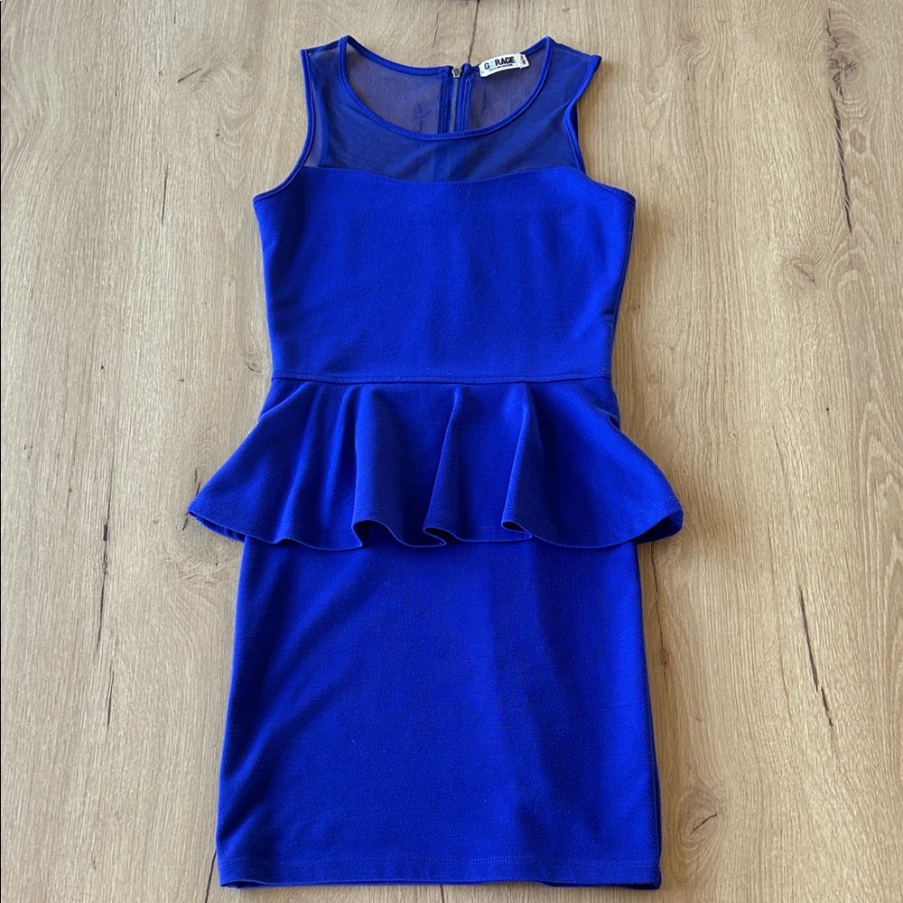 Garage Royal Blue Peplum Mini Dress